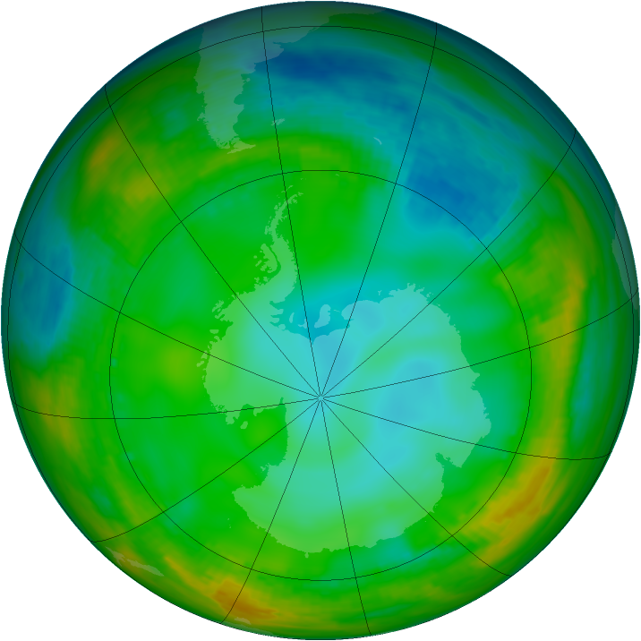 Antarctic ozone map for 06 July 1981